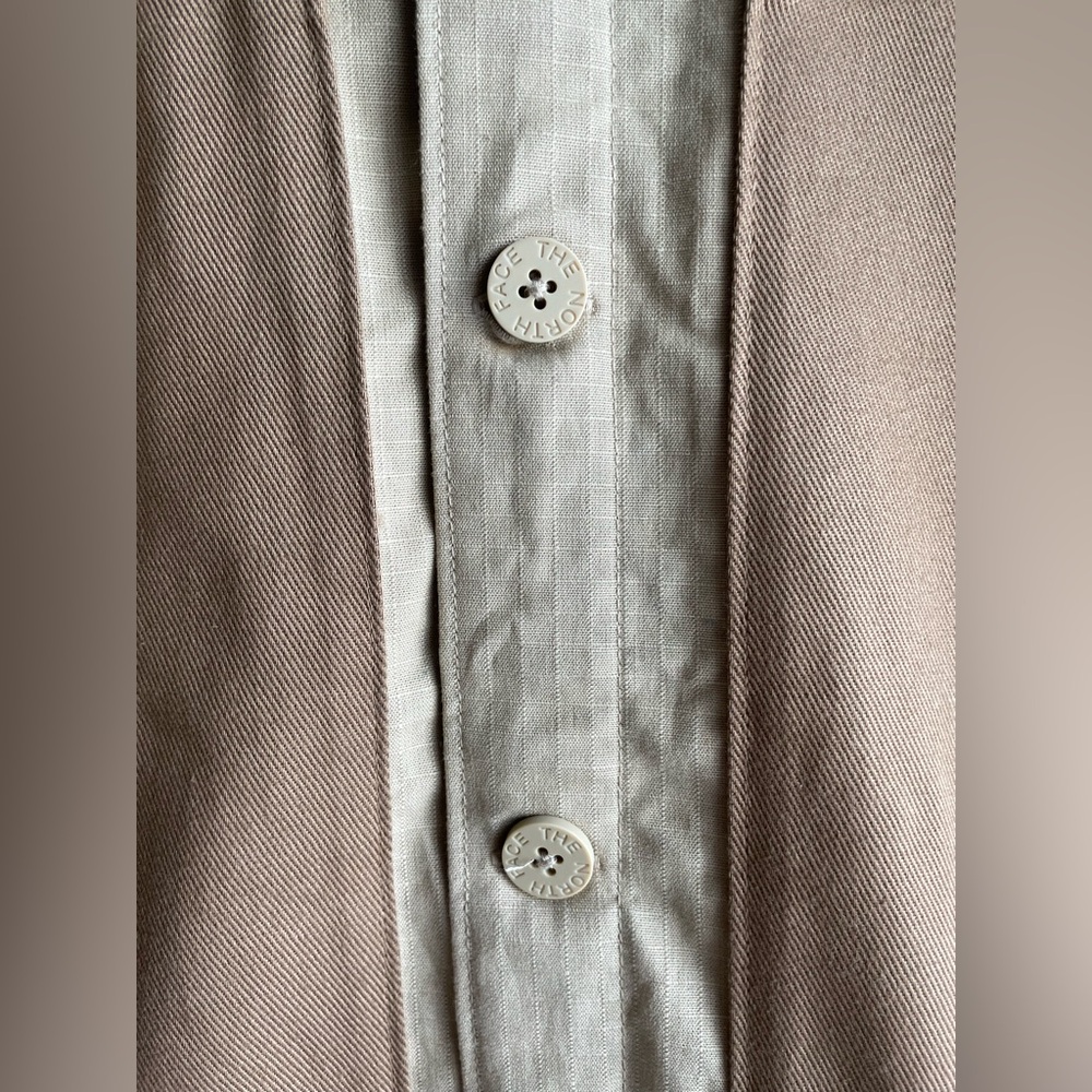 New North Face Men Button Up Thick Shirt Tan Brown Jacket Size Large - Picture 6 of 16